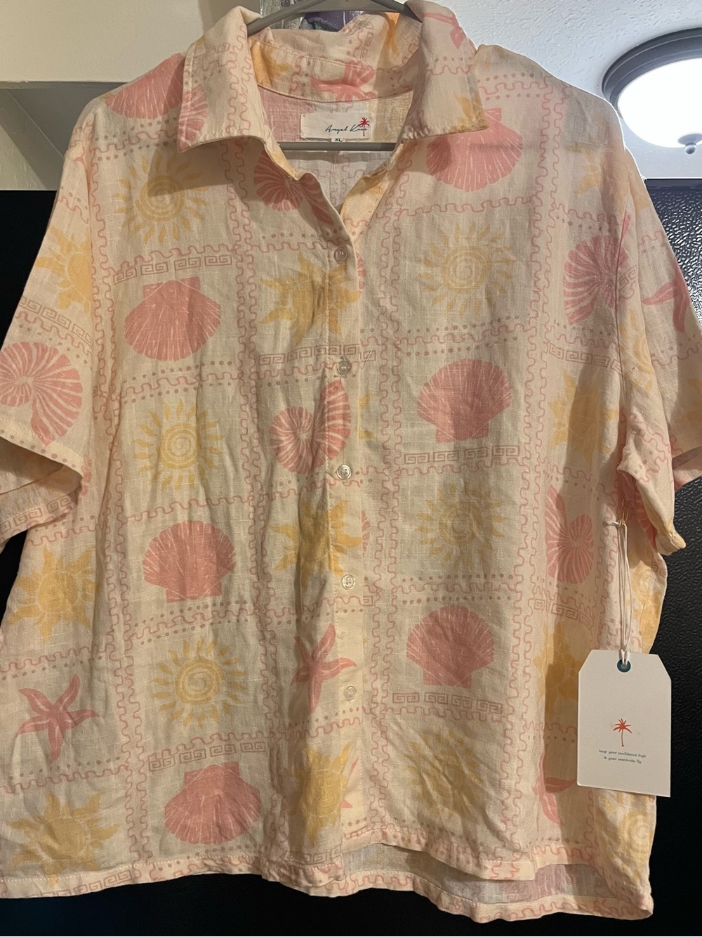 Angel Kiss Pastel Shell Print Button-Down Shirt